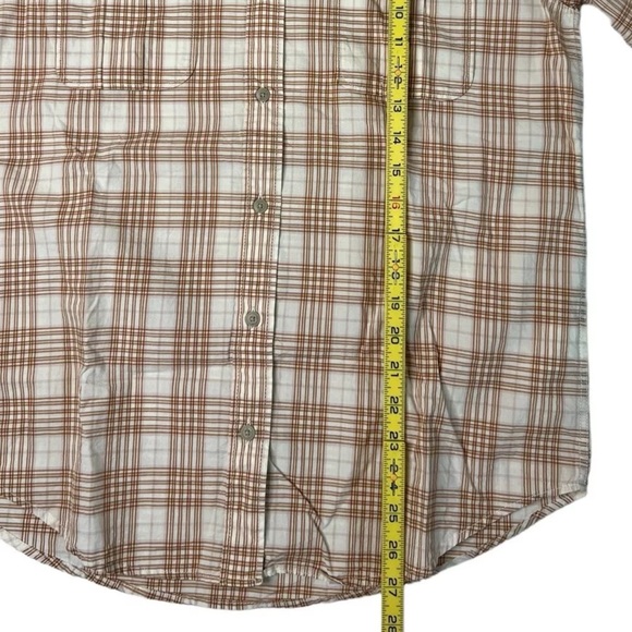 Women's Filson Kadin Island Long Sleeve Button Front Shirt White Tan Size Large - Picture 8 of 9